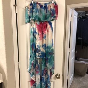 2b bebe high low tropical dress